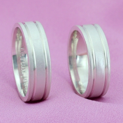 Alianças  Compromisso Prata Foscas 6mm 12g