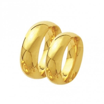 Aliança Casamento Ouro Abauladas Polidas 6mm 12g