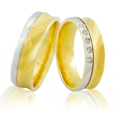 Alianças Casamento Ouro Diamantadas Côncavas 6mm 14g 