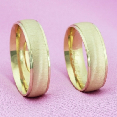 Alianças Casamento Ouro Foscas E Polidas 6mm 14g
