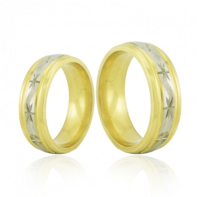 Alianças Bodas De Prata Ouro 18K Polidas 6mm 12g com Detalhes