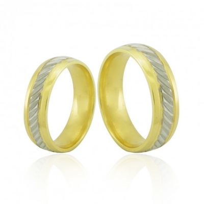 Alianças Bodas De Prata Ouro 18K Polidas 6mm 10g
