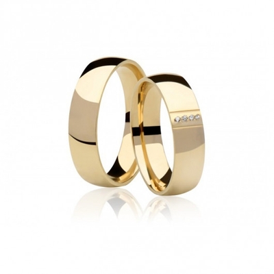 Alianças Casamento Ouro Polidas 6mm 12g com Zircônias