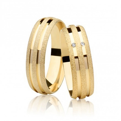 Alianças Casamento Ouro Diamantadas 6,5 mm 13g