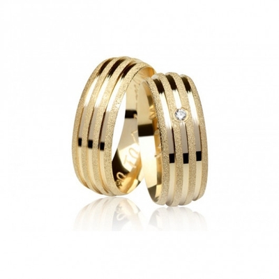 Alianças Noivado Ouro Diamantadas 7,0 mm 16g