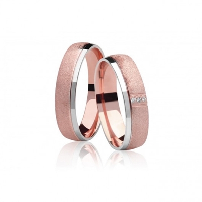 Alianças Casamento Ouro Rosê Diamantadas E Polidas 6mm 12g
