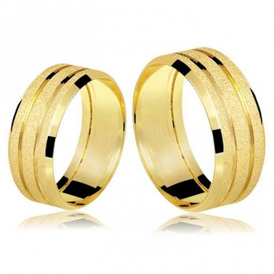 Alianças Casamento Ouro Polidas E Diamantadas 7 mm 16g