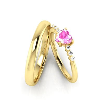 Aliança e Anel de Noivado Virtual Joias True Love Ouro 10K