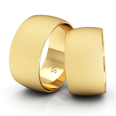 Alianças Casamento Linha Classic Ouro 10mm Abaulada Diamantada