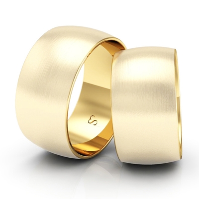 Alianças Casamento Linha Classic Ouro 10mm Abaulada Fosca