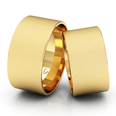 Alianças Casamento Linha Classic Ouro 10mm Quadrada Diamantada