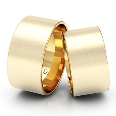 Alianças Casamento Linha Classic Ouro 10mm Quadrada Fosca