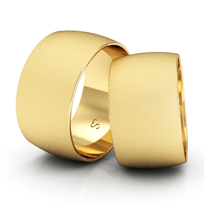 Alianças Casamento Linha Classic Ouro 11mm Abaulada Diamantada