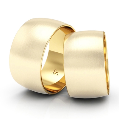 Alianças Casamento Linha Classic Ouro 11mm Abaulada Fosca