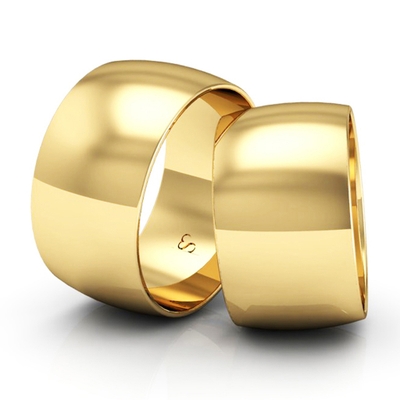 Alianças Casamento Linha Classic Ouro 11mm Abaulada Polida