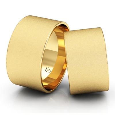 Alianças Casamento Linha Classic Ouro 11mm Quadrada Diamantada
