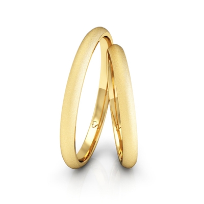 Alianças Casamento Linha Classic Ouro 2mm Abaulada Diamantada