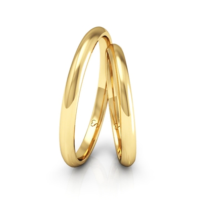 Alianças Casamento Linha Classic Ouro 2mm Abaulada Polida