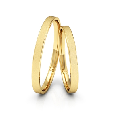 Alianças Casamento Linha Classic Ouro 2mm Quadrada Diamantada