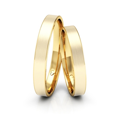 Alianças Casamento Linha Classic Ouro 3mm Quadrada Fosca