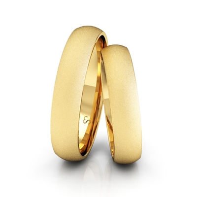 Alianças Casamento Linha Classic Ouro 4mm Abaulada Diamantada