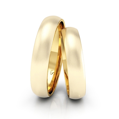 Alianças Casamento Linha Classic Ouro 4mm Abaulada Fosca