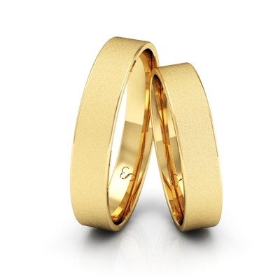 Alianças Casamento Linha Classic Ouro 4mm Quadrada Diamantada