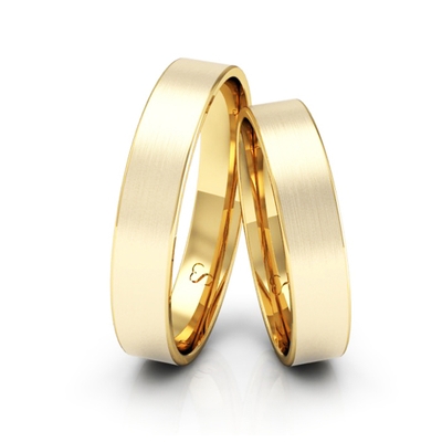 Alianças Casamento Linha Classic Ouro 4mm Quadrada Fosca