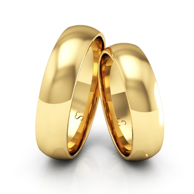 Alianças Casamento Linha Classic Ouro 5mm Abaulada Polida