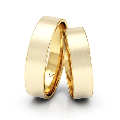 Alianças Casamento Linha Classic Ouro 5mm Quadrada Fosca