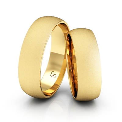 Alianças Casamento Linha Classic Ouro 6mm Abaulada Diamantada