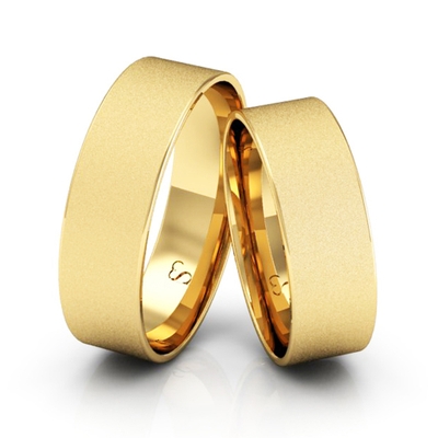 Alianças Casamento Linha Classic Ouro 6mm Quadrada Diamantada