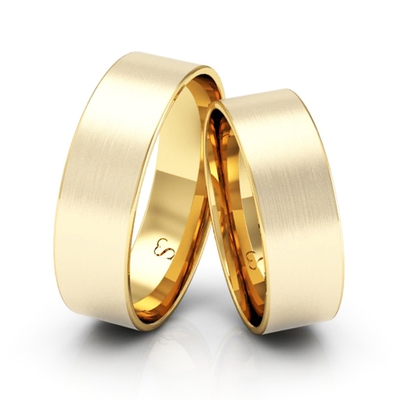Alianças Casamento Linha Classic Ouro 6mm Quadrada Fosca