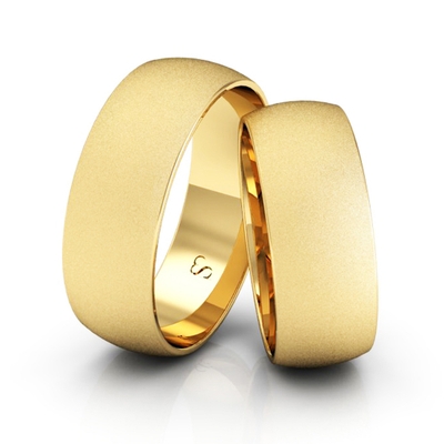 Alianças Casamento Linha Classic Ouro 7mm Abaulada Diamantada