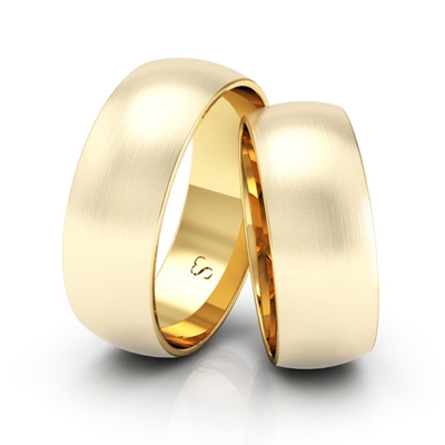 Alianças Casamento Linha Classic Ouro 7mm Abaulada Fosca