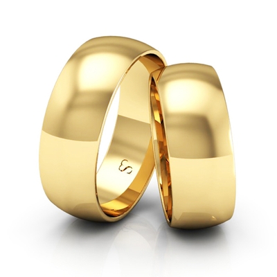 Alianças Casamento Linha Classic Ouro 7mm Abaulada Polida