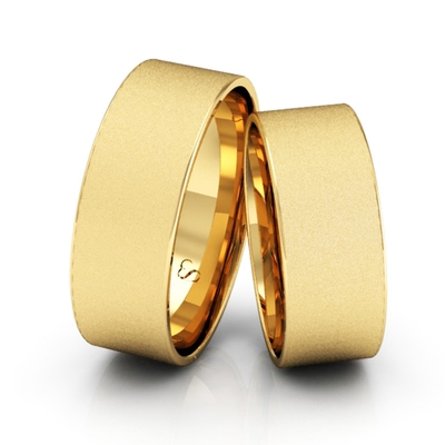 Alianças Casamento Linha Classic Ouro 7mm Quadrada Diamantada