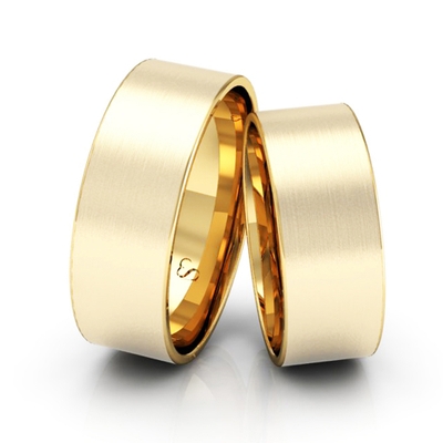 Alianças Casamento Linha Classic Ouro 7mm Quadrada Fosca