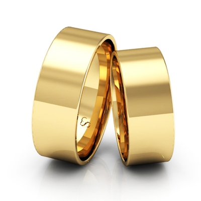 Alianças Casamento Linha Classic Ouro 7mm Quadrada Polida