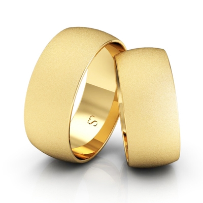 Alianças Casamento Linha Classic Ouro 8mm Abaulada Diamantada