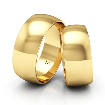 Alianças Casamento Linha Classic Ouro 8mm Abaulada Polida