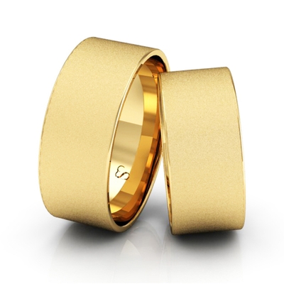 Alianças Casamento Linha Classic Ouro 8mm Quadrada Diamantada