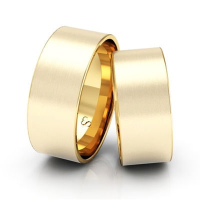 Alianças Casamento Linha Classic Ouro 8mm Quadrada Fosca