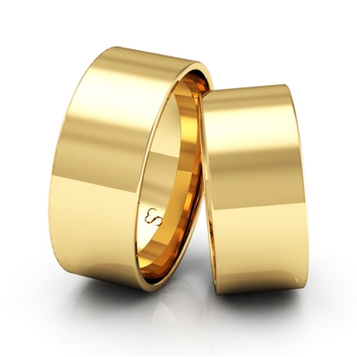 Alianças Casamento Linha Classic Ouro 8mm Quadrada Polida