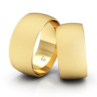 Alianças Casamento Linha Classic Ouro 9mm Abaulada Diamantada