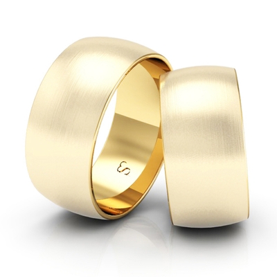Alianças Casamento Linha Classic Ouro 9mm Abaulada Fosca