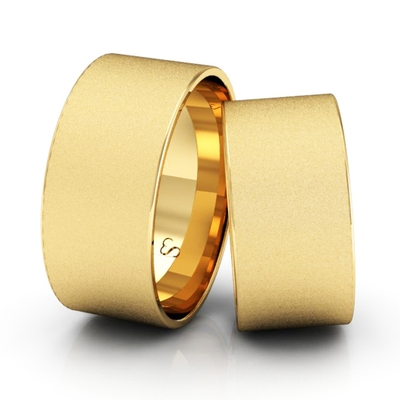 Alianças Casamento Linha Classic Ouro 9mm Quadrada Diamantada