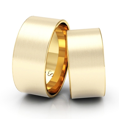 Alianças Casamento Linha Classic Ouro 9mm Quadrada Fosca