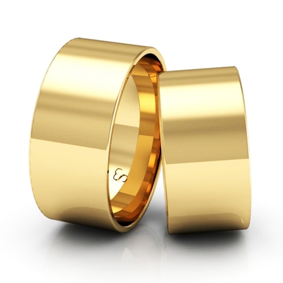 Alianças Casamento Linha Classic Ouro 9mm Quadrada Polida