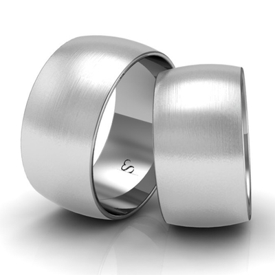 Alianças Casamento Linha Classic Ouro Branco 10mm Abaulada Fosca